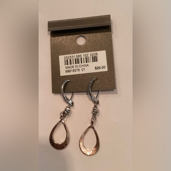 NWT J.Jill hammered gold & silver dangle earrings - Picture 2 of 5